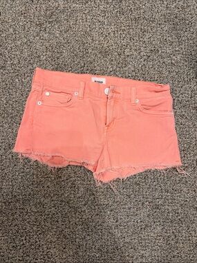 Hudson Jeans Coral Frayed Hem Denim Shorts